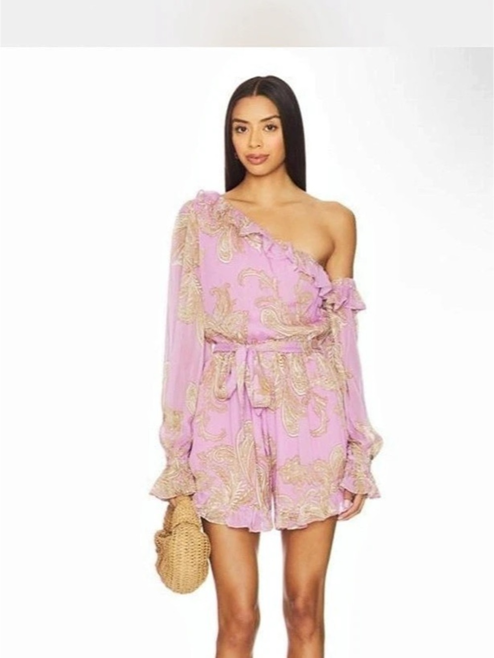 Hemant & Nandita Jiah One-Shoulder Romper Lilac